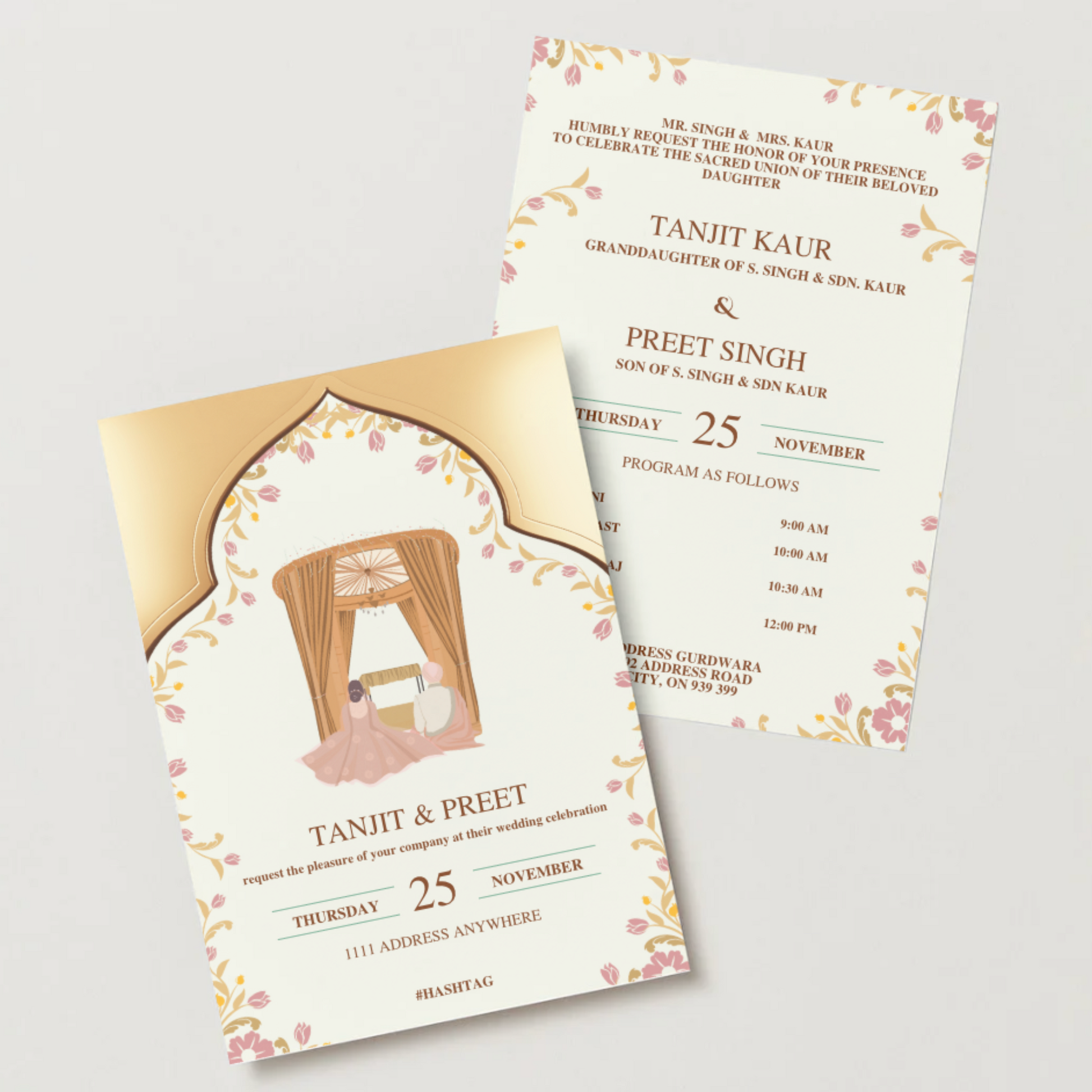 Anand Karaj Digital Invitation Card – Sikh Wedding Template (Editable & Downloadable)