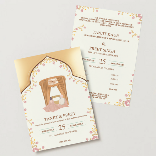 Anand Karaj Digital Invitation Card – Sikh Wedding Template (Editable & Downloadable)