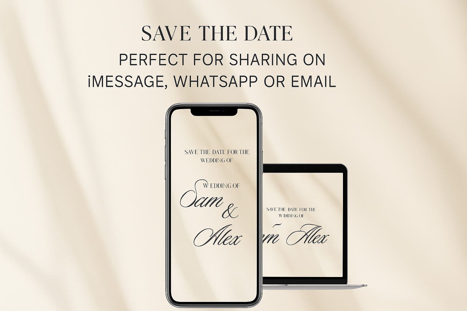Animated Wedding Invitation Video – Elegant Beige Save the Date with Audio