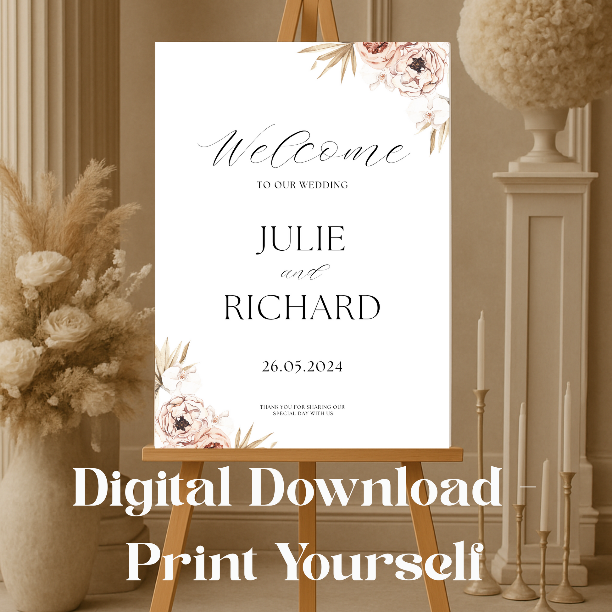 Wedding Welcome Sign – Editable Canva Template (Digital Download, Printable)
